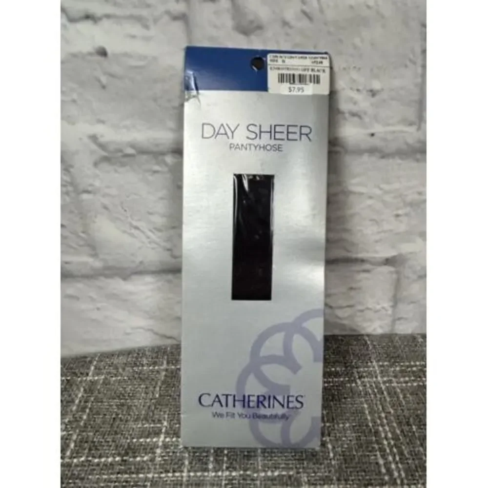Catherine's Day Sheer Pantyhose Plus Size B Off Black New Up to 5'10